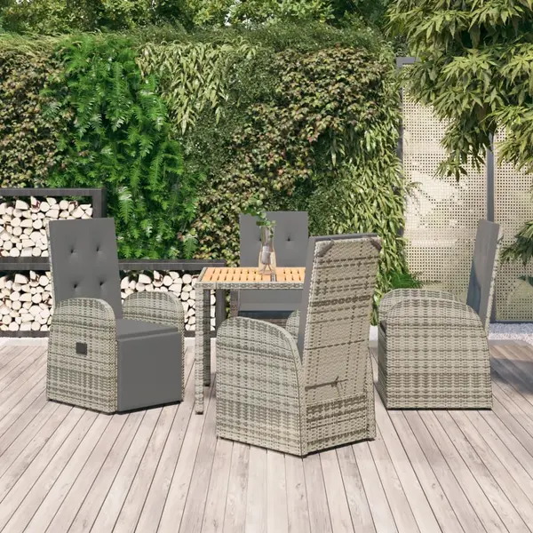 Gossi set mobilier de gradina cu perne, 5 piese, gri, poliratan