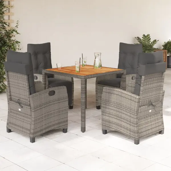 Gossi set mobilier de gradina cu perne, 5 piese, gri, poliratan