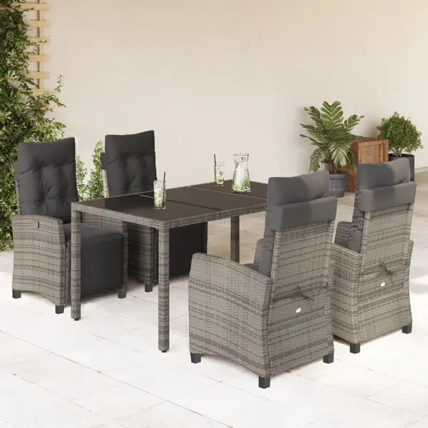 Gossi set mobilier de gradina cu perne, 5 piese, gri, poliratan