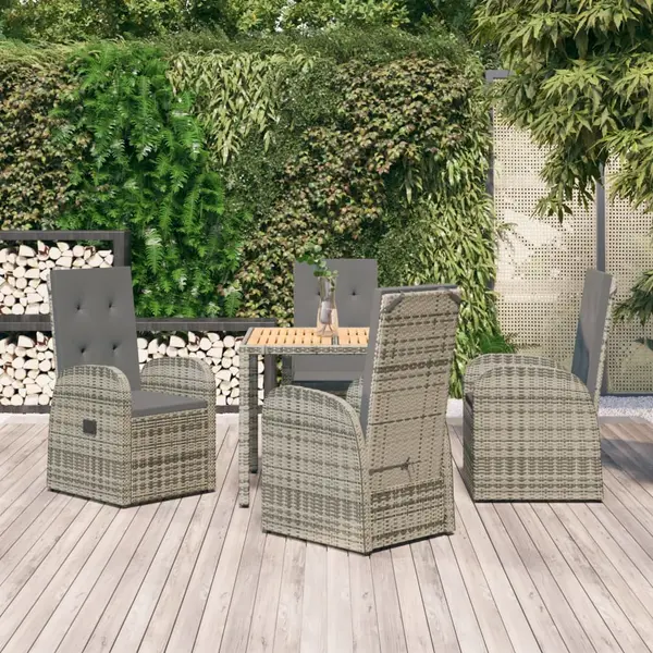 Gossi set mobilier de gradina cu perne, 5 piese, gri, poliratan