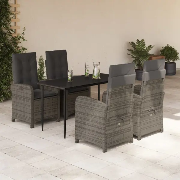 Gossi set mobilier de gradina cu perne, 5 piese, gri, poliratan