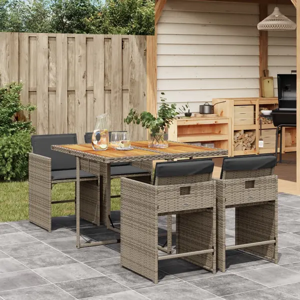 Gossi set mobilier de gradina cu perne, 5 piese, gri, poliratan