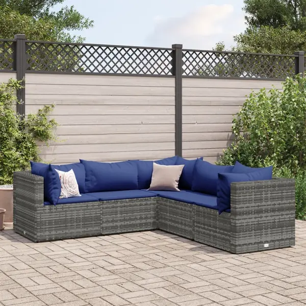 Gossi set mobilier de gradina cu perne, 5 piese, gri, poliratan