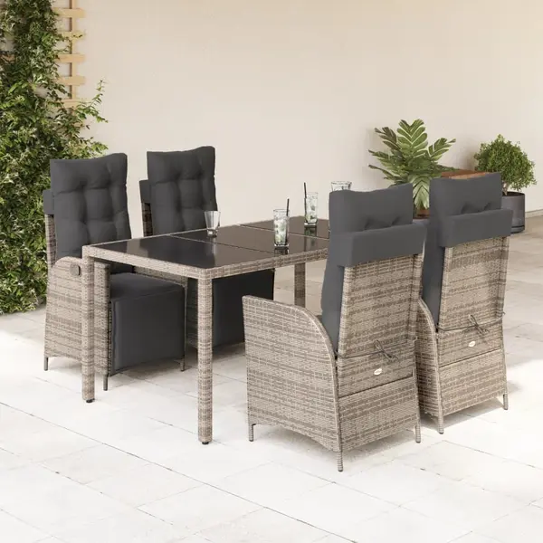 Gossi set mobilier de gradina cu perne, 5 piese, gri, poliratan