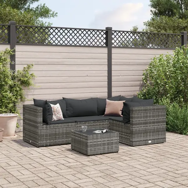 Gossi set mobilier de gradina cu perne, 5 piese, gri, poliratan
