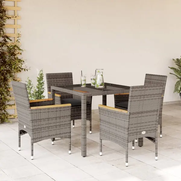 Gossi set mobilier de gradina cu perne 5 piese gri poliratan & sticla
