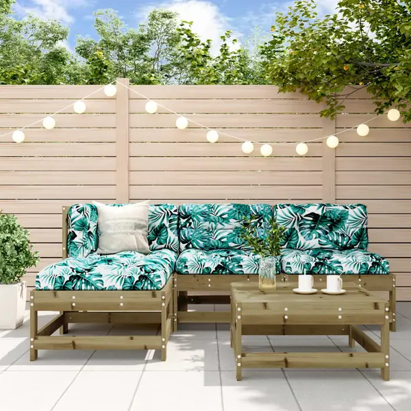 Gossi set mobilier de gradina cu perne, 5 piese, lemn de pin tratat