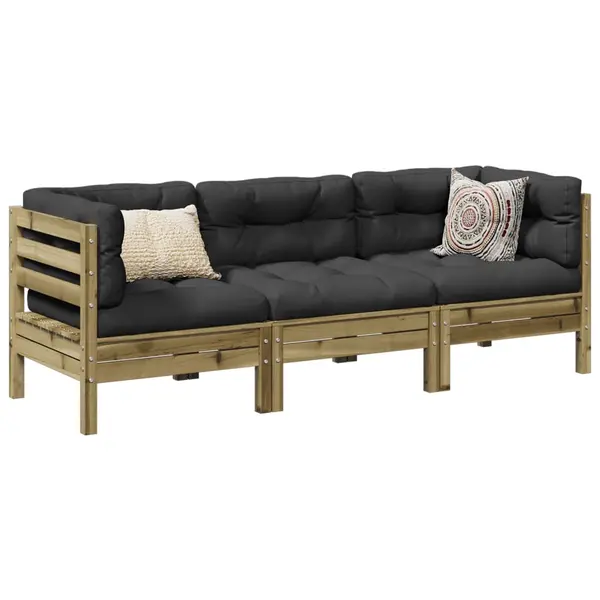 Gossi set mobilier de gradina cu perne, 5 piese, lemn de pin tratat