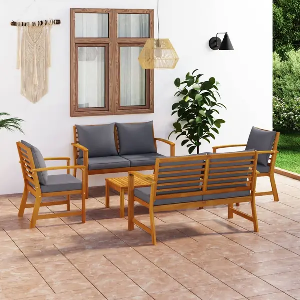 Gossi set mobilier de gradina cu perne, 5 piese, lemn masiv acacia