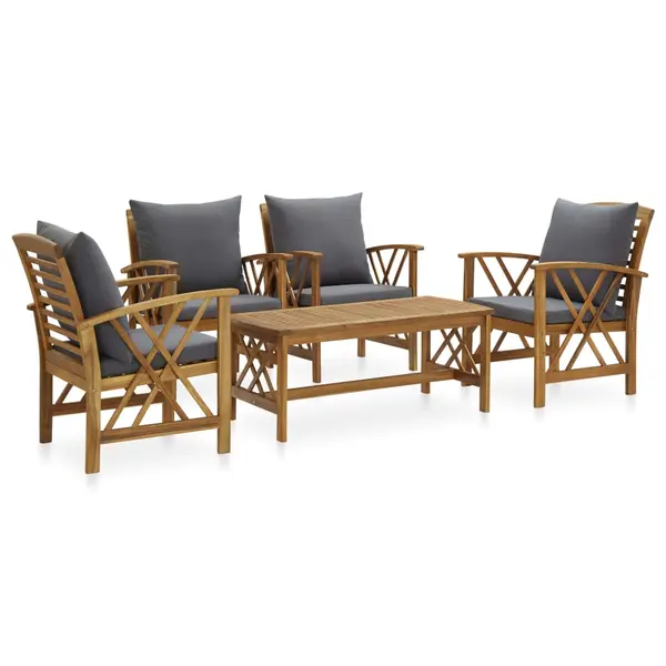 Gossi set mobilier de gradina cu perne, 5 piese, lemn masiv de acacia