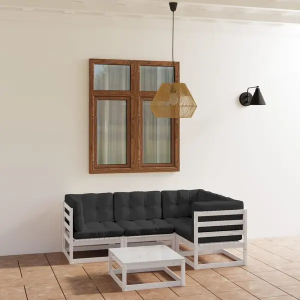Gossi set mobilier de gradina cu perne, 5 piese, lemn masiv de pin