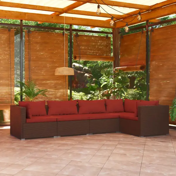 Gossi set mobilier de gradina cu perne, 5 piese, maro, poliratan