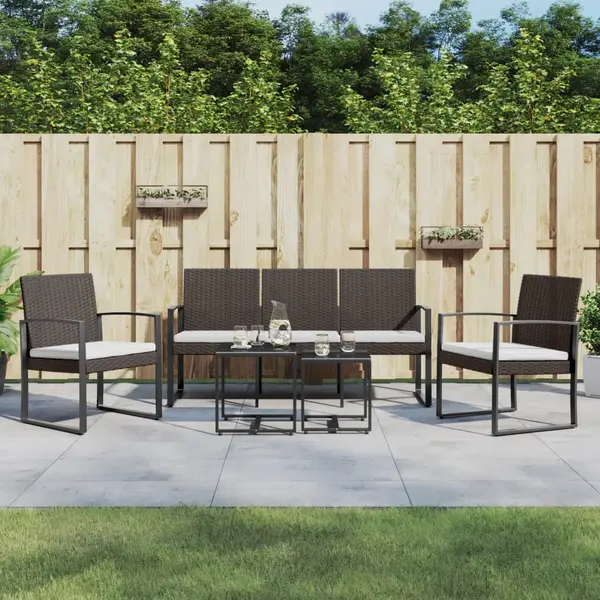 Gossi set mobilier de gradina cu perne, 5 piese, maro, pp ratan