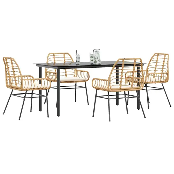 Gossi set mobilier de gradina cu perne 5 piese maro sticla polirattan