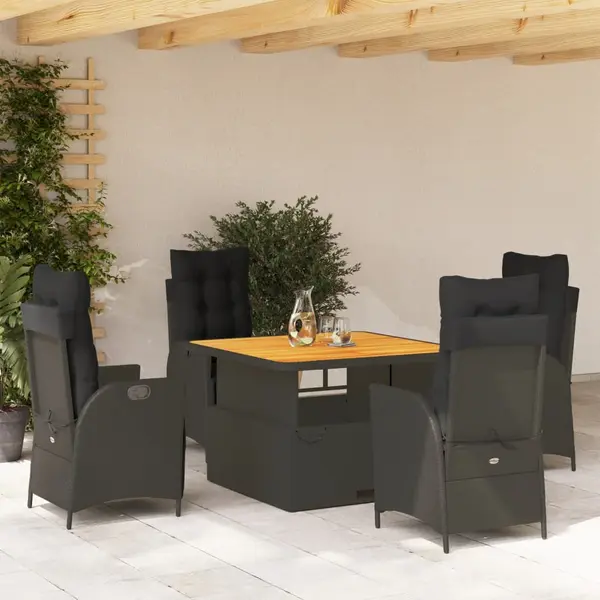 Gossi set mobilier de gradina cu perne, 5 piese, negru, poliratan