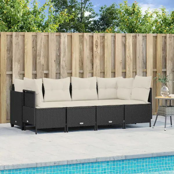 Gossi set mobilier de gradina cu perne, 5 piese, negru, poliratan