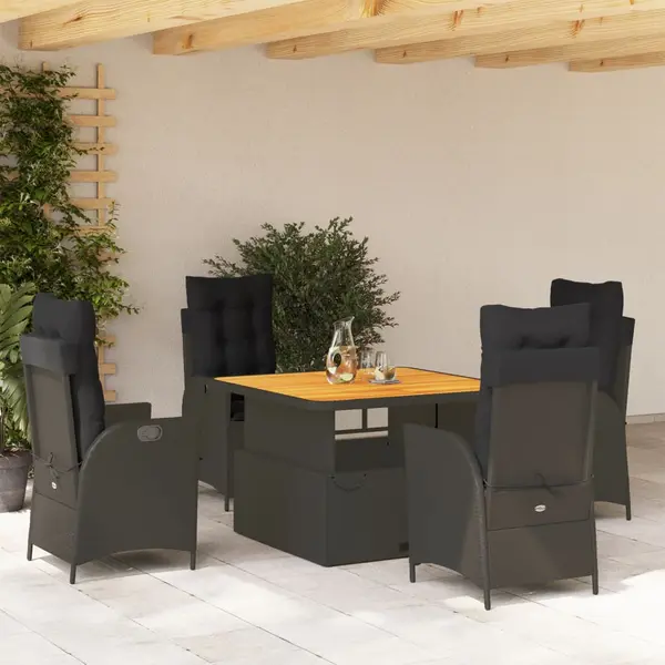 Gossi set mobilier de gradina cu perne, 5 piese, negru, poliratan