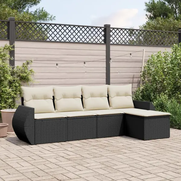 Gossi set mobilier de gradina cu perne, 5 piese, negru, poliratan