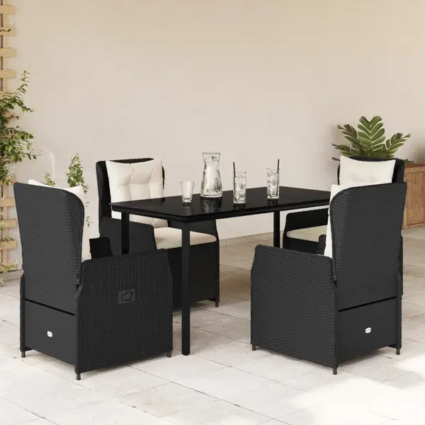 Gossi set mobilier de gradina cu perne, 5 piese, negru, poliratan