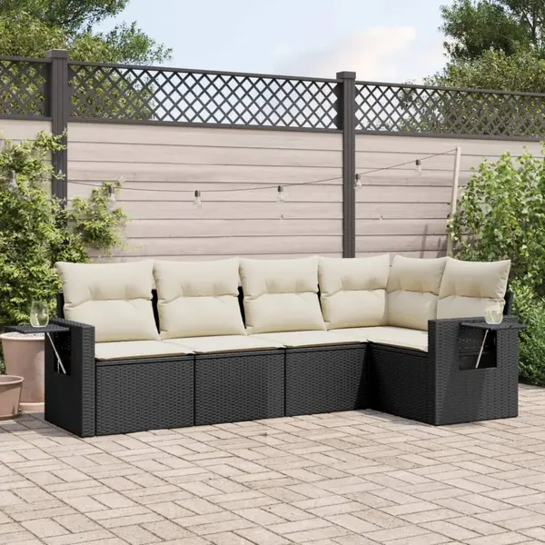 Gossi set mobilier de gradina cu perne, 5 piese, negru, poliratan