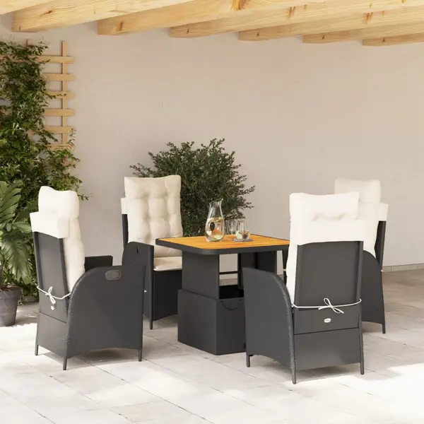 Gossi set mobilier de gradina cu perne, 5 piese, negru, poliratan