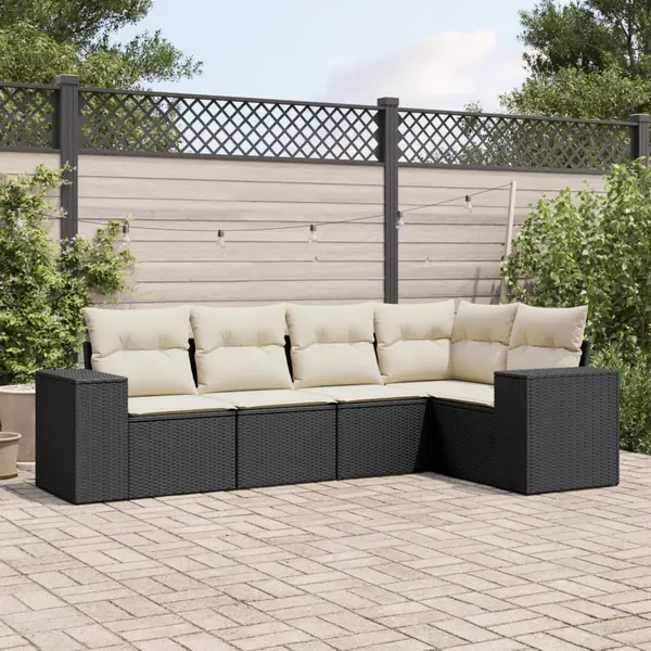 Gossi set mobilier de gradina cu perne, 5 piese, negru, poliratan