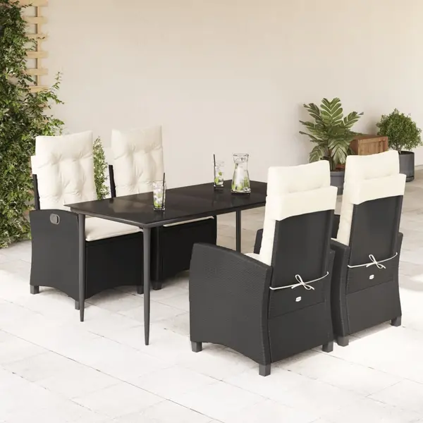 Gossi set mobilier de gradina cu perne, 5 piese, negru, poliratan