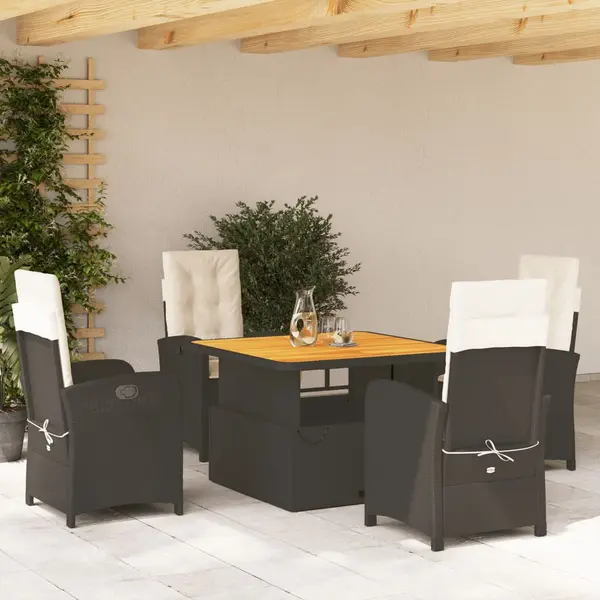 Gossi set mobilier de gradina cu perne, 5 piese, negru, poliratan