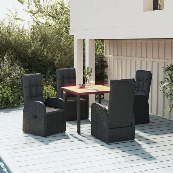 Gossi set mobilier de gradina cu perne, 5 piese, negru, poliratan