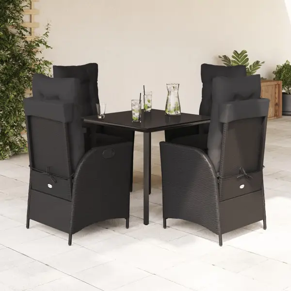 Gossi set mobilier de gradina cu perne, 5 piese, negru, poliratan