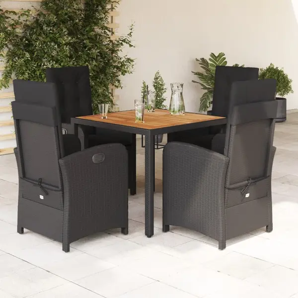 Gossi set mobilier de gradina cu perne, 5 piese, negru, poliratan