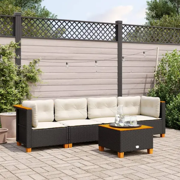 Gossi set mobilier de gradina cu perne, 5 piese, negru, poliratan
