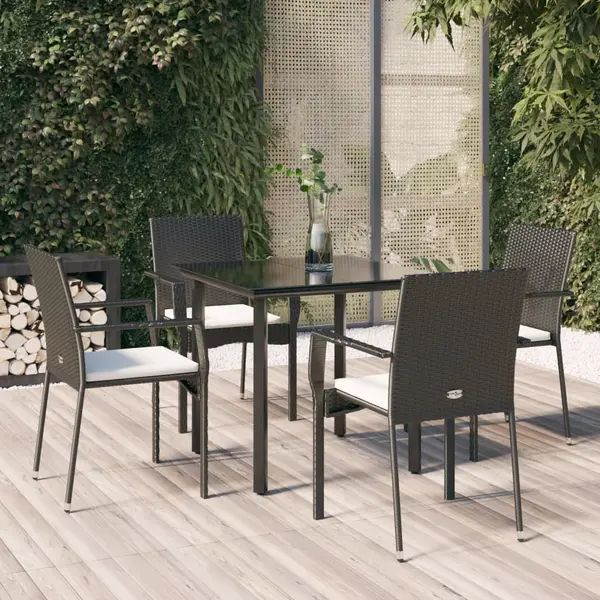 Gossi set mobilier de gradina cu perne, 5 piese, negru, poliratan