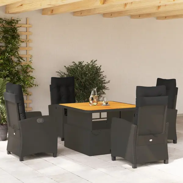 Gossi set mobilier de gradina cu perne, 5 piese, negru, poliratan