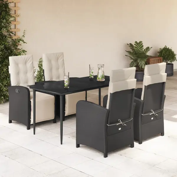 Gossi set mobilier de gradina cu perne, 5 piese, negru, poliratan