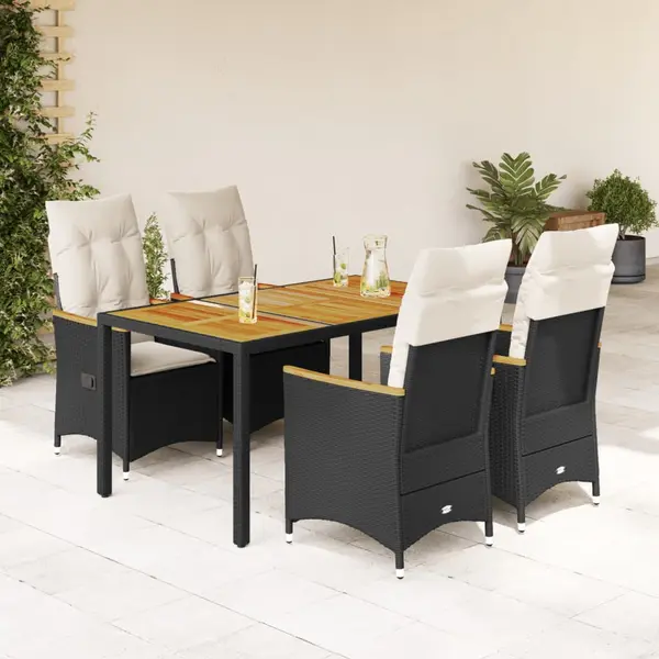 Gossi set mobilier de gradina cu perne, 5 piese, negru, poliratan