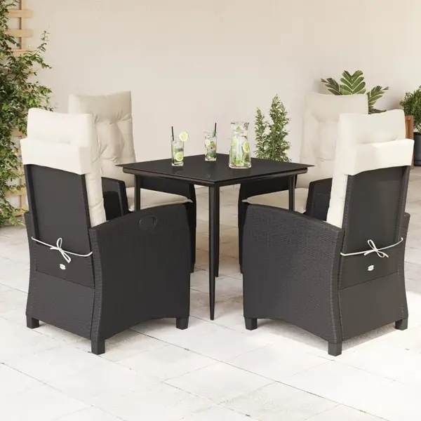 Gossi set mobilier de gradina cu perne, 5 piese, negru, poliratan
