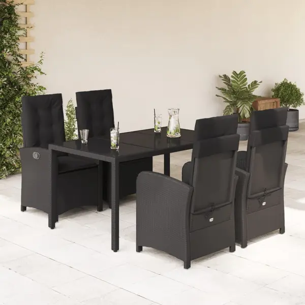 Gossi set mobilier de gradina cu perne, 5 piese, negru, poliratan