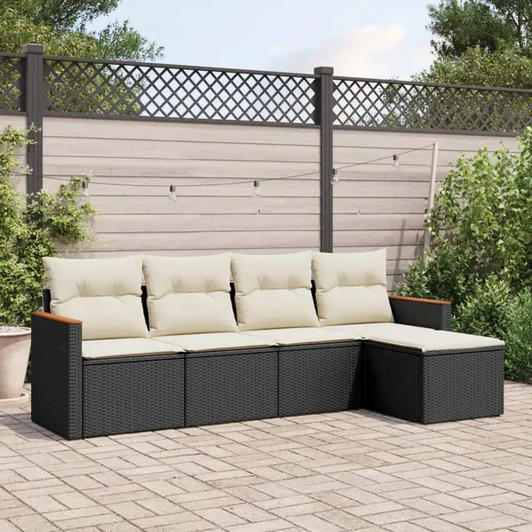 Gossi set mobilier de gradina cu perne, 5 piese, negru, poliratan