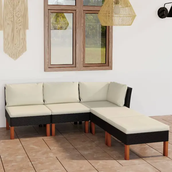 Gossi set mobilier de gradina cu perne, 5 piese, negru, poliratan