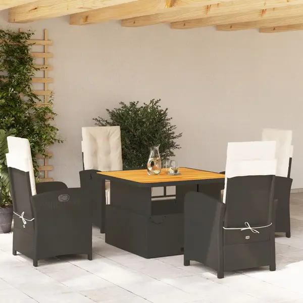 Gossi set mobilier de gradina cu perne, 5 piese, negru, poliratan