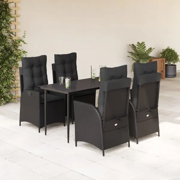 Gossi set mobilier de gradina cu perne, 5 piese, negru, poliratan