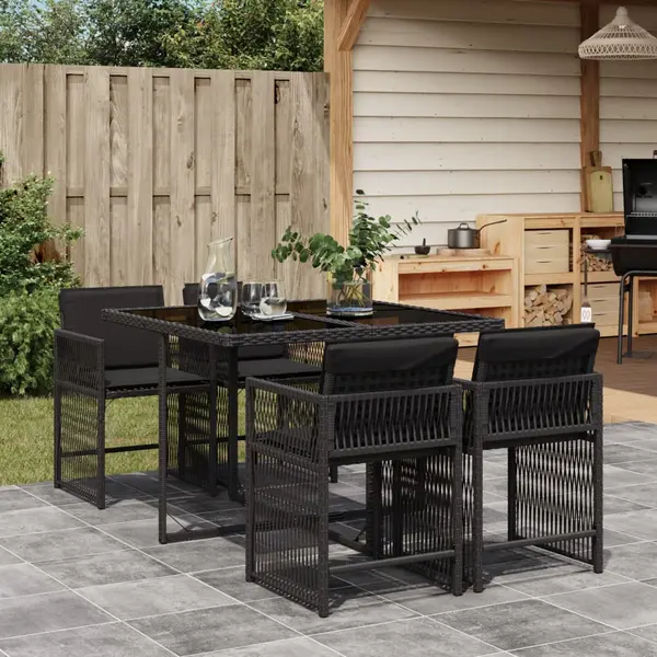 Gossi set mobilier de gradina cu perne, 5 piese, negru, poliratan