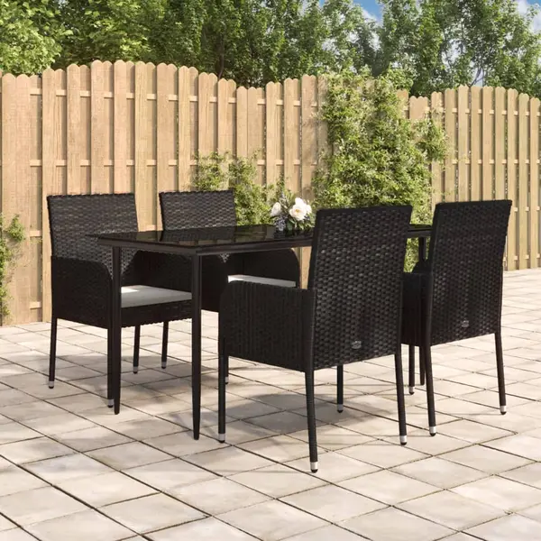 Gossi set mobilier de gradina cu perne, 5 piese, negru, poliratan