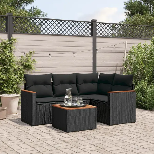 Gossi set mobilier de gradina cu perne, 5 piese, negru, poliratan