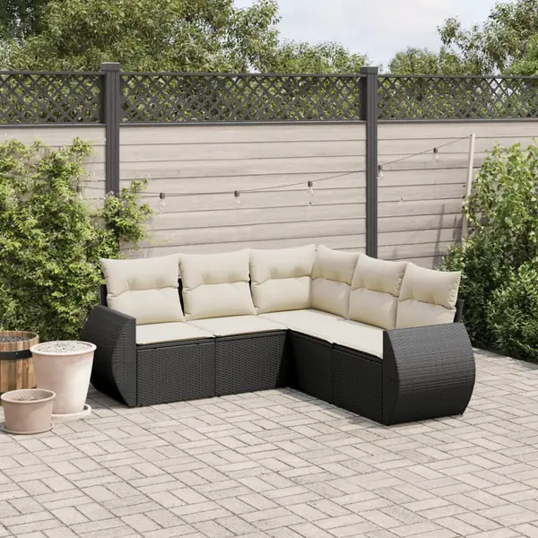 Gossi set mobilier de gradina cu perne, 5 piese, negru, poliratan