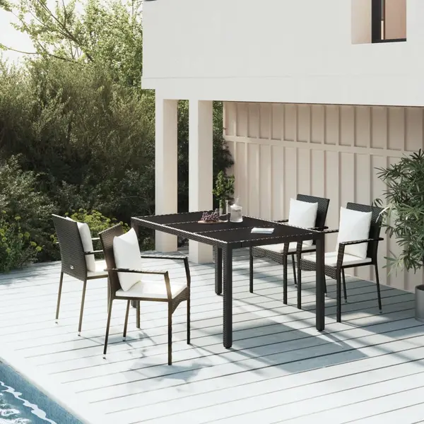 Gossi set mobilier de gradina cu perne, 5 piese, negru, poliratan