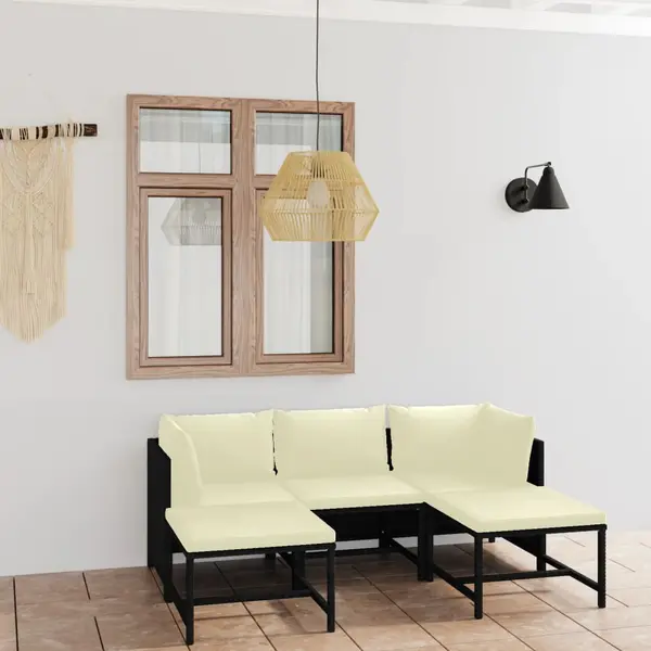 Gossi set mobilier de gradina cu perne, 5 piese, negru, poliratan