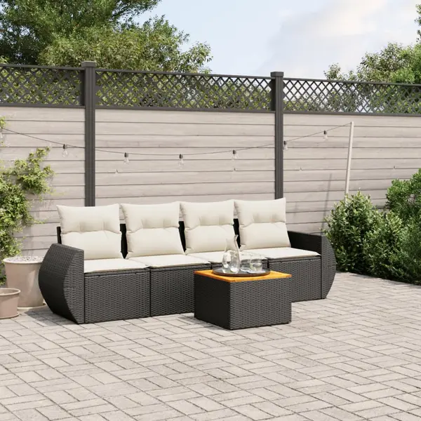 Gossi set mobilier de gradina cu perne, 5 piese, negru, poliratan