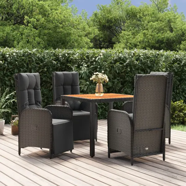 Gossi set mobilier de gradina cu perne, 5 piese, negru, poliratan